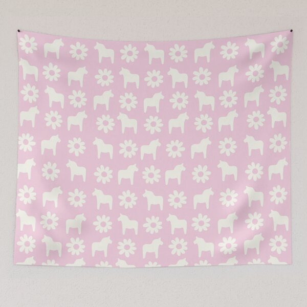 Item preview, Swedish dala horse dalahast dalarna sweden dalahäst sverige dalecarlian pastel pink cream designed and sold by blomastudios.