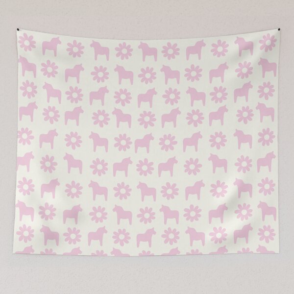 Item preview, Swedish dala horse dalahast dalarna sweden dalahäst sverige dalecarlian cream pastel pink designed and sold by blomastudios.