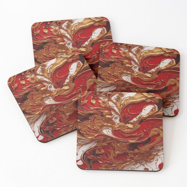 Item preview, Abstract Dark Red, White, Gold Acrylic Digital Painting  designed and sold by BirdsnStuff.