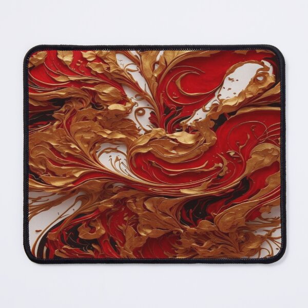 Item preview, Abstract Dark Red, White, Gold Acrylic Digital Painting designed and sold by BirdsnStuff.