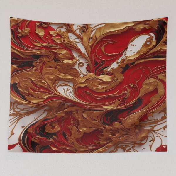 Item preview, Abstract Dark Red, White, Gold Acrylic Digital Painting  designed and sold by BirdsnStuff.