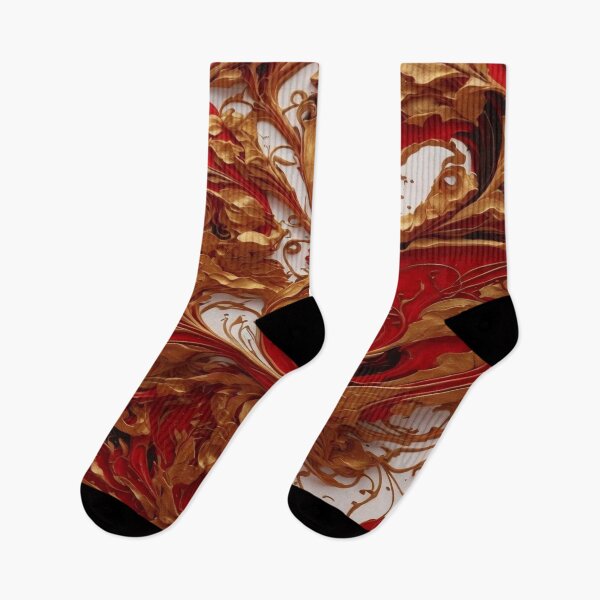 Item preview, Abstract Dark Red, White, Gold Acrylic Digital Painting  designed and sold by BirdsnStuff.