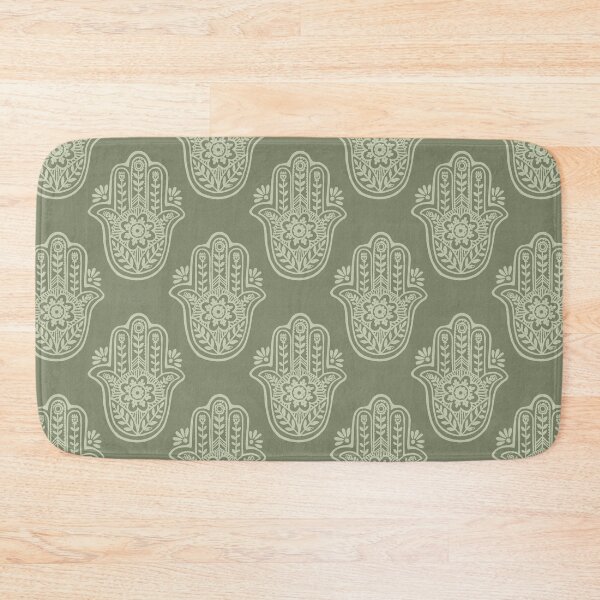 Artikelvorschau, Hamsa Flora Linocut Pattern - Sage + Tea entworfen und verkauft von Irene Estelle.