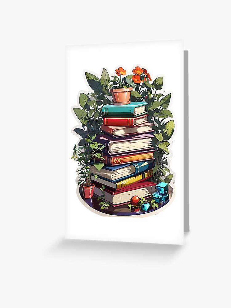 Organic Bookish Decor: with Books and Plants | Greeting Card