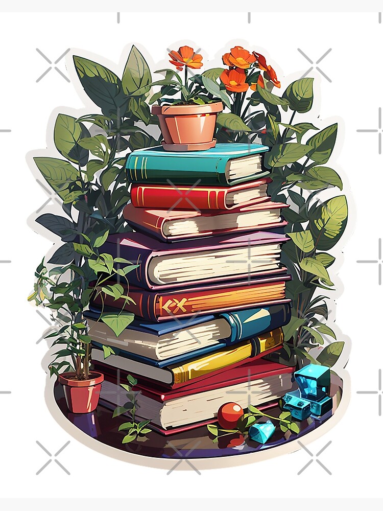 Organic Bookish Decor: with Books and Plants Art Print for Sale
