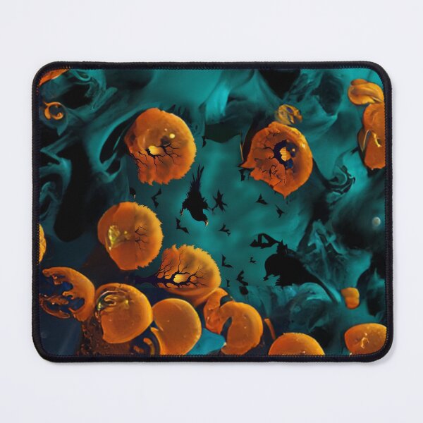 Item preview, Abstract Teal And Golden Pattern Scary Halloween Microbes Mushrooms designed and sold by Moonsiess.