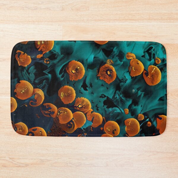 Item preview, Abstract Teal And Golden Pattern Scary Halloween Microbes Mushrooms designed and sold by Moonsiess.