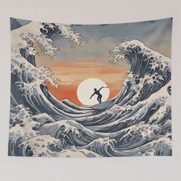Item preview, Surfing The Great Wave in the style of Hokusai designed and sold by Ameiva-Apparel.