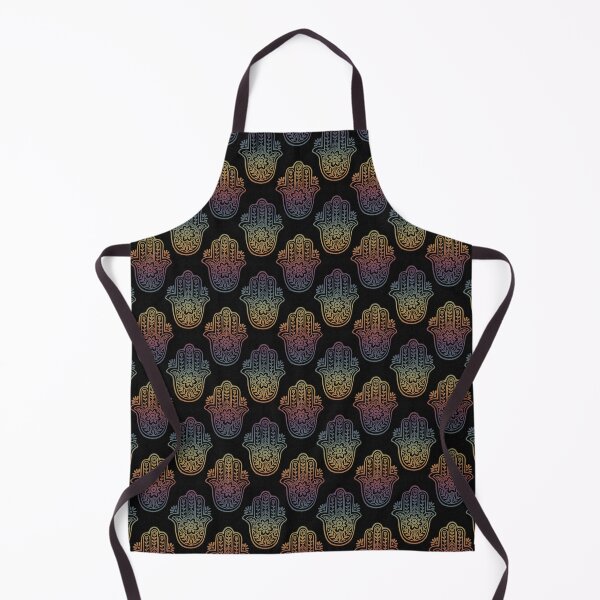 Item preview, Hamsa Flora Linocut Pattern - Coal + Rainbow Sunset designed and sold by Irene Estelle.