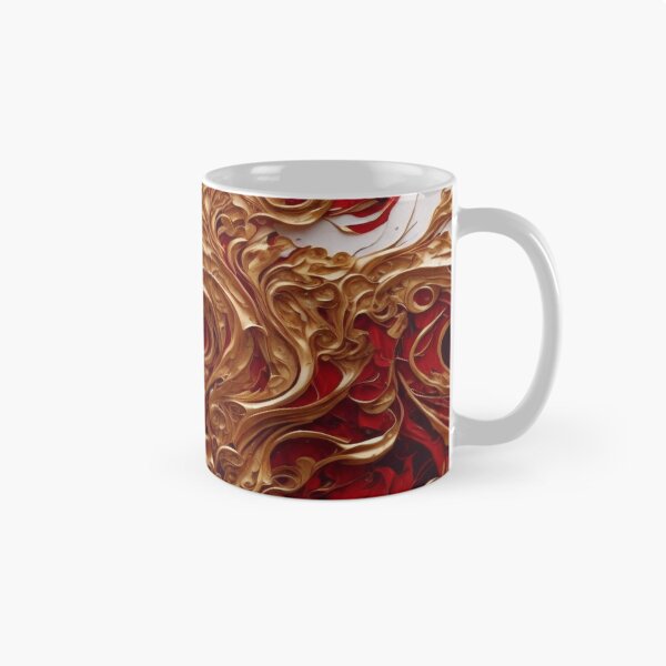 Item preview, Abstract Dark Red, White, Gold Acrylic Digital Painting  designed and sold by BirdsnStuff.