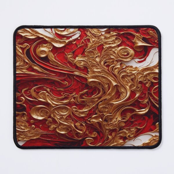Item preview, Abstract Dark Red, White, Gold Acrylic Digital Painting designed and sold by BirdsnStuff.