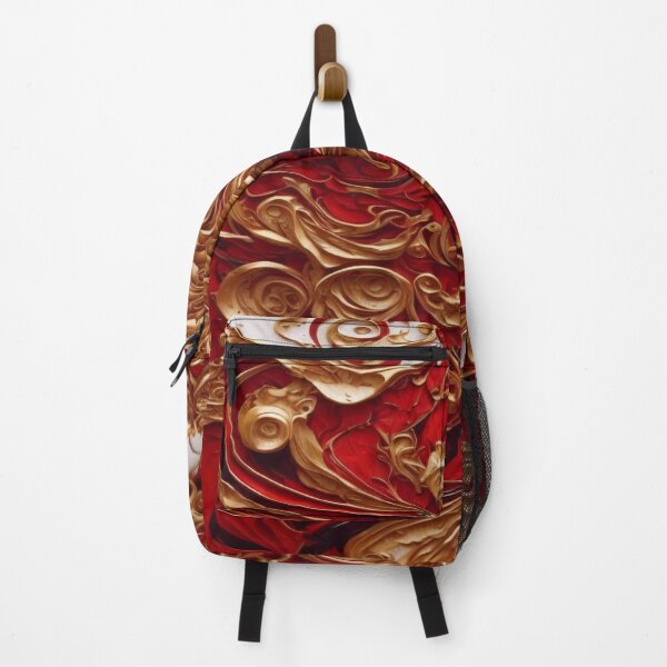 Item preview, Abstract Dark Red, White, Gold Acrylic Digital Painting designed and sold by BirdsnStuff.