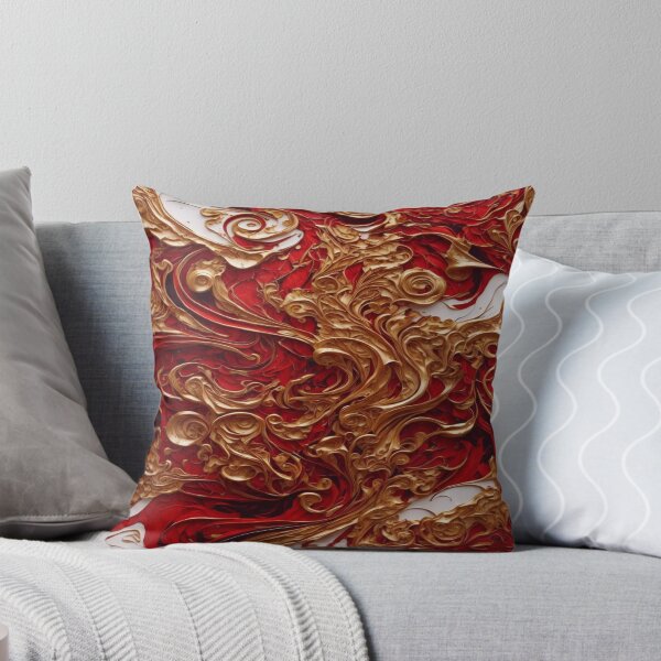 Item preview, Abstract Dark Red, White, Gold Acrylic Digital Painting  designed and sold by BirdsnStuff.