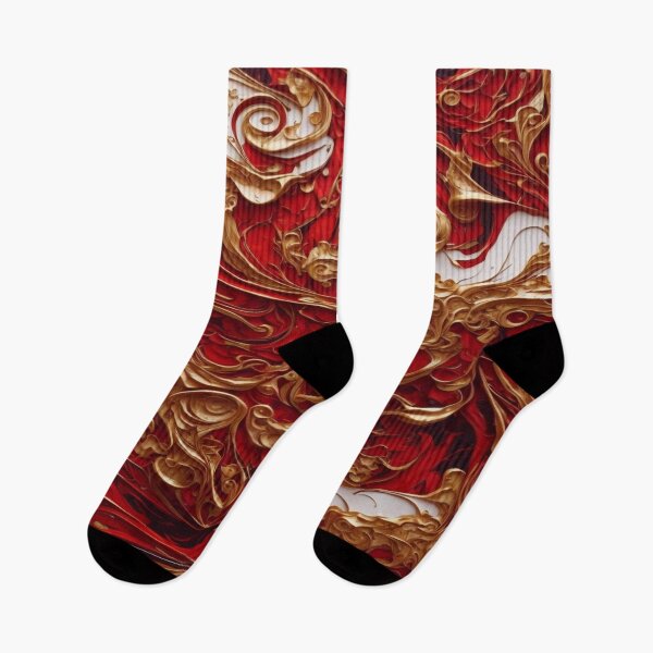 Item preview, Abstract Dark Red, White, Gold Acrylic Digital Painting  designed and sold by BirdsnStuff.