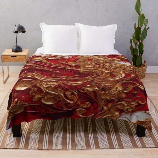 Item preview, Abstract Dark Red, White, Gold Acrylic Digital Painting designed and sold by BirdsnStuff.