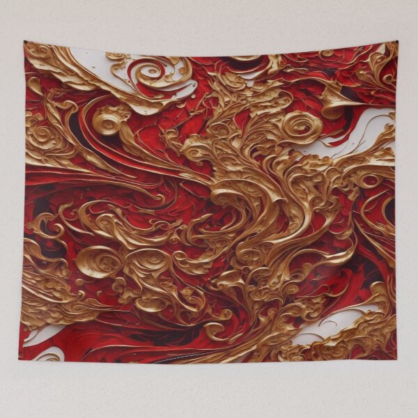 Item preview, Abstract Dark Red, White, Gold Acrylic Digital Painting  designed and sold by BirdsnStuff.