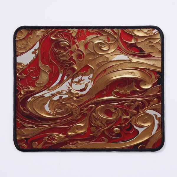 Item preview, Abstract Dark Red, White, Gold Acrylic Digital Painting  designed and sold by BirdsnStuff.