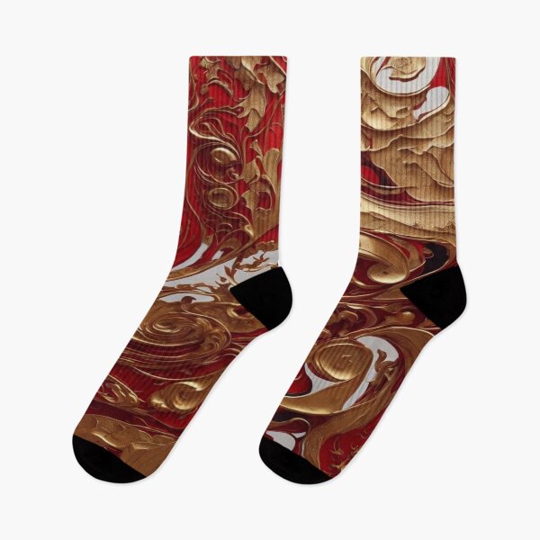 Item preview, Abstract Dark Red, White, Gold Acrylic Digital Painting  designed and sold by BirdsnStuff.