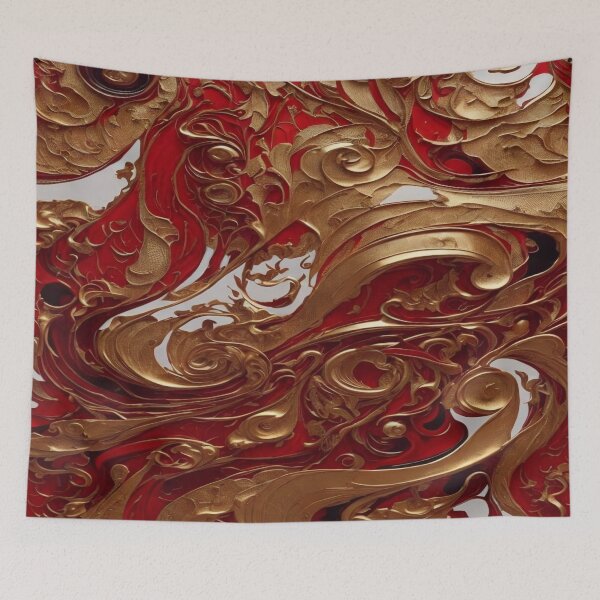 Item preview, Abstract Dark Red, White, Gold Acrylic Digital Painting  designed and sold by BirdsnStuff.