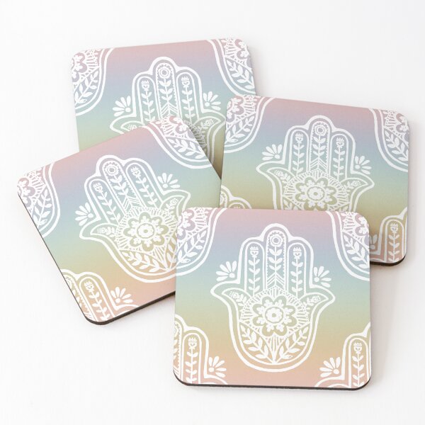Artikelvorschau, Hamsa Flora Linocut Pattern - Rainbow Sorbet + Snow entworfen und verkauft von Irene Estelle.