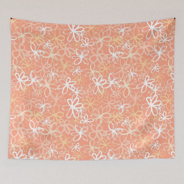 Item preview, Peach Orange Floral flower botanical pattern designed and sold by Nicola-Rowe.