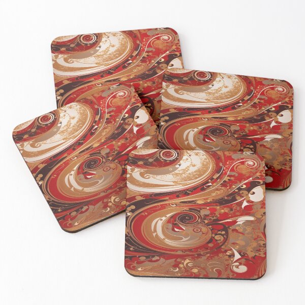 Item preview, Abstract Dark Red, White, Gold Acrylic Digital Painting  designed and sold by BirdsnStuff.