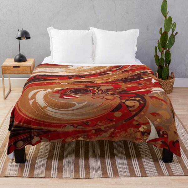 Item preview, Abstract Dark Red, White, Gold Acrylic Digital Painting designed and sold by BirdsnStuff.