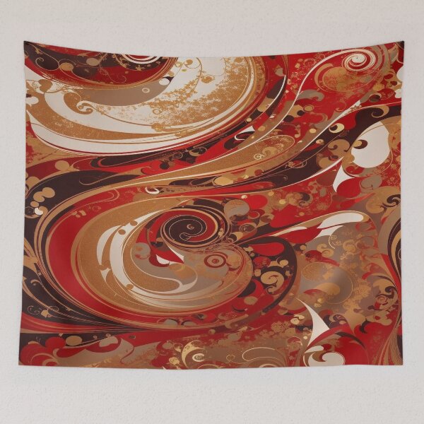Item preview, Abstract Dark Red, White, Gold Acrylic Digital Painting  designed and sold by BirdsnStuff.