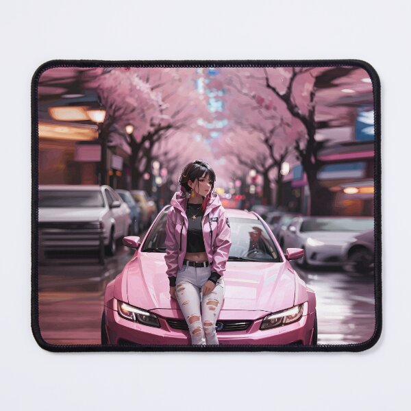 Item preview, girl leans on the hood of her car designed and sold by MarcoDesigner78.