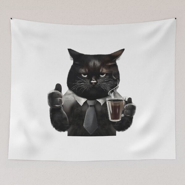 Item preview, Bossy Cat Coffee Thumbs-Up designed and sold by Pixel4Art.