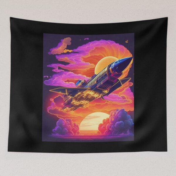 Item preview, A.I Generated Spacecraft Sunset designed and sold by GleamingGiant.