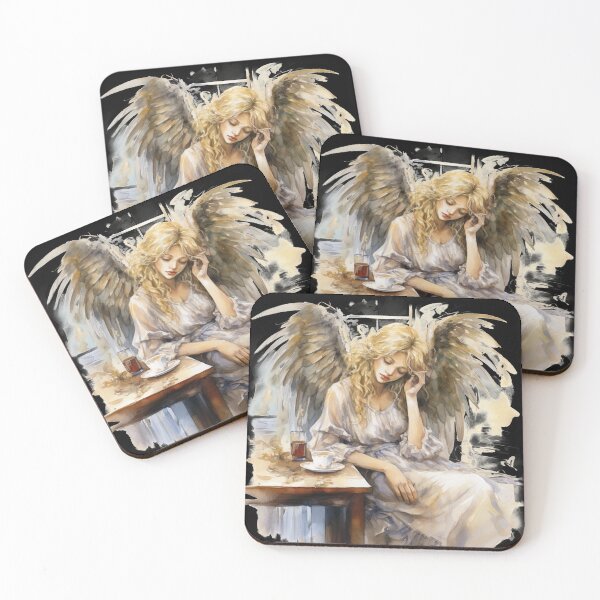 Item preview, Sleepy Angel Before Coffee Watercolor Style designed and sold by AnnaMDesign.