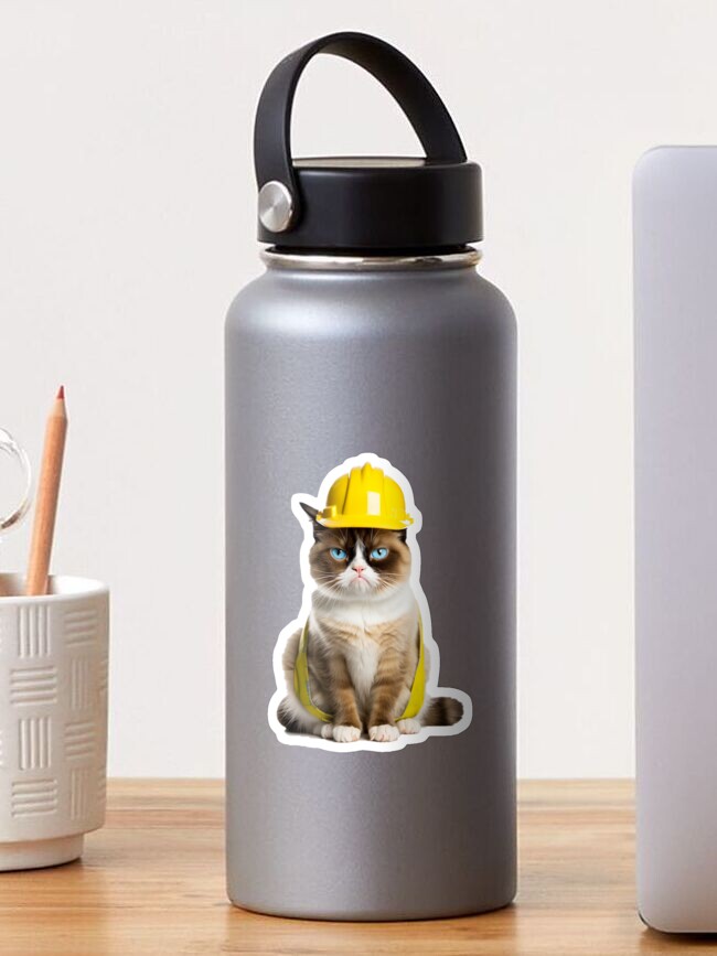 Thumbnail 1 von 3, Sticker, Mürrische Katzen mit Schutzhelmen in Uniform designt und verkauft von DopeSnax.