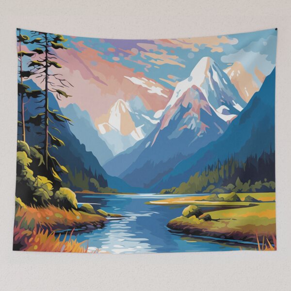 Item preview, A Pop Art Travel Print of Fiordland National Park - New Zealand designed and sold by StudioRedKoala.