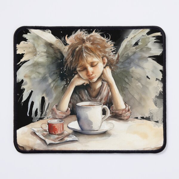 Item preview, Sleepy Angel Before Coffee Watercolor Style designed and sold by AnnaMDesign.