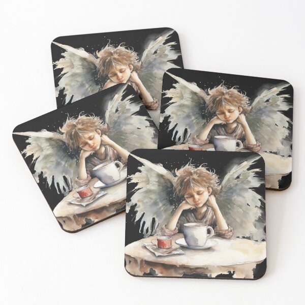 Item preview, Sleepy Angel Before Coffee Watercolor Style designed and sold by AnnaMDesign.