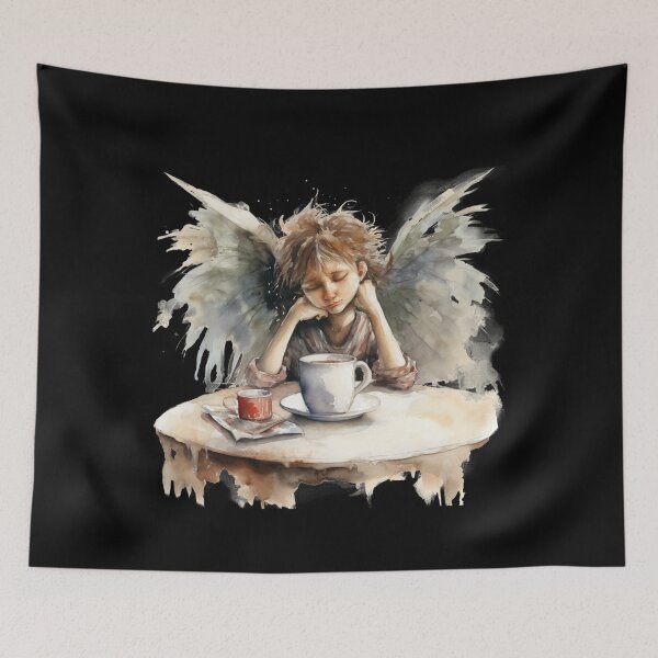 Item preview, Sleepy Angel Before Coffee Watercolor Style designed and sold by AnnaMDesign.