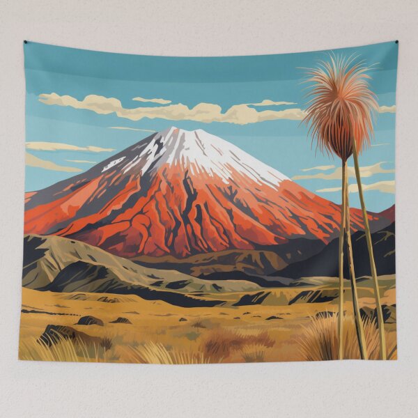 Item preview, A Pop Art Travel Print of Tongariro National Park - New Zealand designed and sold by StudioRedKoala.