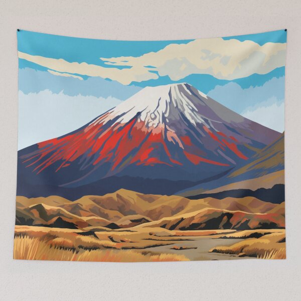 Item preview, A Pop Art Travel Print of Tongariro National Park - New Zealand designed and sold by StudioRedKoala.