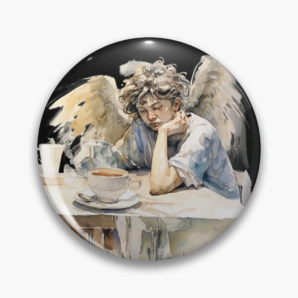 Item preview, Sleepy Angel Before Coffee Watercolor Style designed and sold by AnnaMDesign.