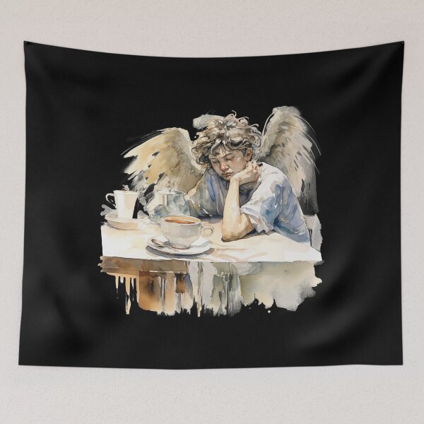 Item preview, Sleepy Angel Before Coffee Watercolor Style designed and sold by AnnaMDesign.