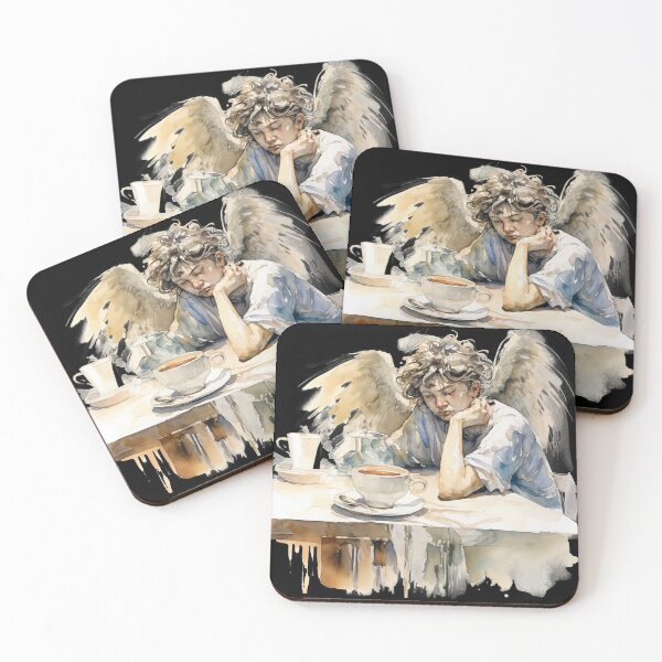 Item preview, Sleepy Angel Before Coffee Watercolor Style designed and sold by AnnaMDesign.