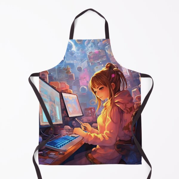 Item preview, Technology-oriented study: girl at a desk with a computer designed and sold by ArrangedDesigns.