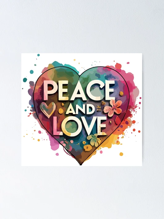 Peace and Love - Watercolour Heart 
