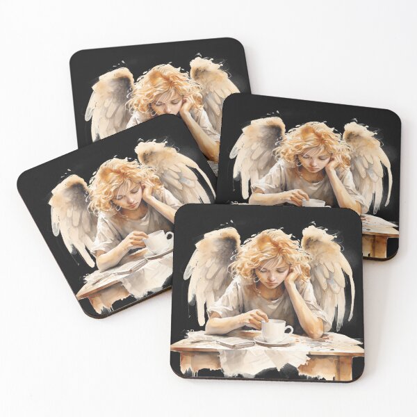 Item preview, Sleepy Angel Before Coffee Watercolor Style  designed and sold by AnnaMDesign.