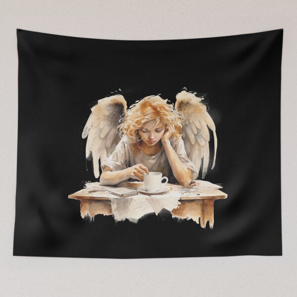 Item preview, Sleepy Angel Before Coffee Watercolor Style  designed and sold by AnnaMDesign.