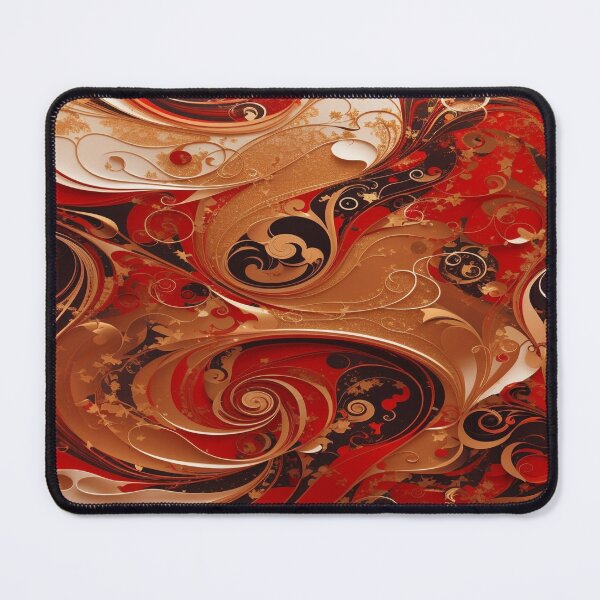 Item preview, Abstract Dark Red, White, Gold Acrylic Digital Painting  designed and sold by BirdsnStuff.
