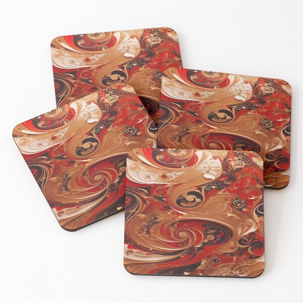 Item preview, Abstract Dark Red, White, Gold Acrylic Digital Painting  designed and sold by BirdsnStuff.