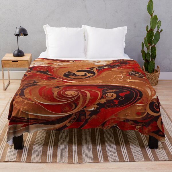 Item preview, Abstract Dark Red, White, Gold Acrylic Digital Painting designed and sold by BirdsnStuff.