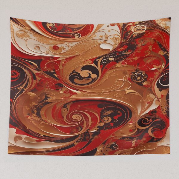 Item preview, Abstract Dark Red, White, Gold Acrylic Digital Painting  designed and sold by BirdsnStuff.